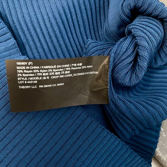 Theory Cropped Rib Knit Cardigan New With Tag - Picture 8 of 9